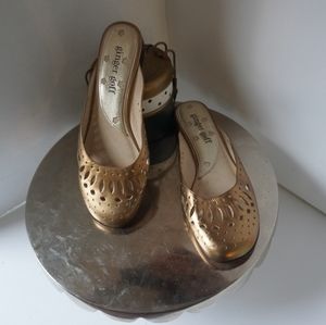 Ginger Goff Mules in gold